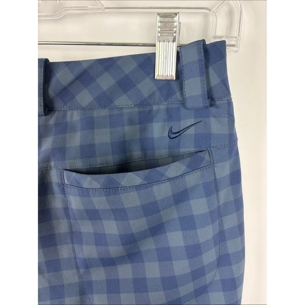 Nike Golf Tour Performance Dri-FIT Blue Check Plaid Golf Bermuda Shorts Womens 0